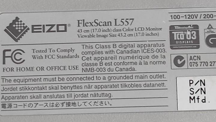 Монитор Eizo FlexScan L557 17