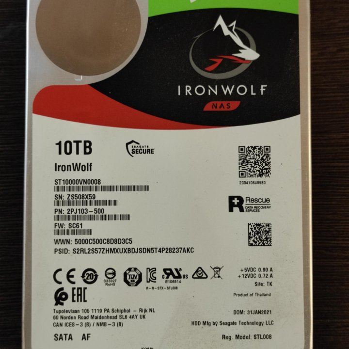 Жесткий диск 10Tb Seagate Ironwolf SATA нагарантии