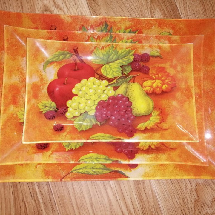 Тарелки для фруктов набор 3 шт стекло