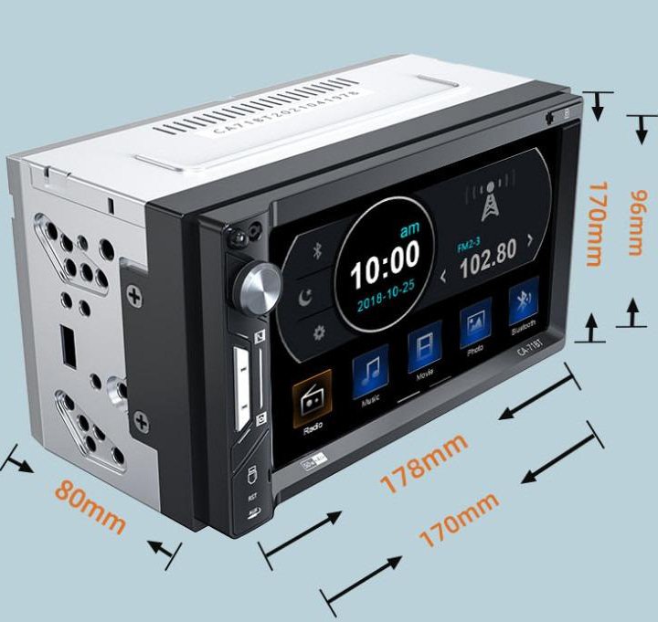 Автомобильная магнитола 7 дюймов 96х170 мм