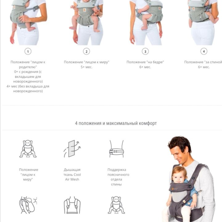 Рюкзак-Кенгуру Ergobaby 360 Cool Air Mesh - Carbon