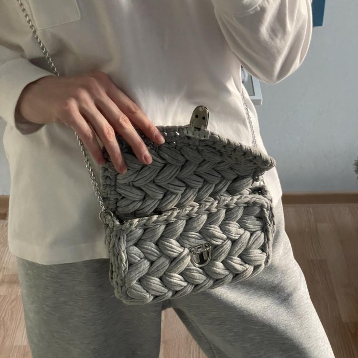 Сумка женская через плечо crossbody серая