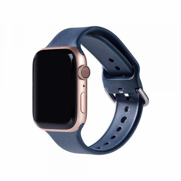 Ремешок силиконовый с металлической застежкой для Apple Watch 42/44/45/49mm Синий