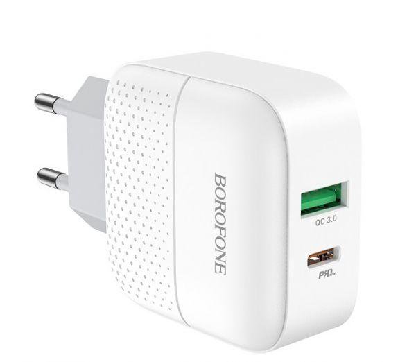 СЗУ Borofone BA46A USB + Type-C 18W, черный