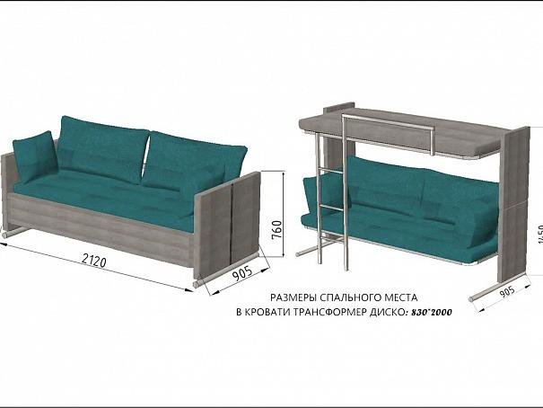 Двухъярусная диван кровать-трансформер Диско