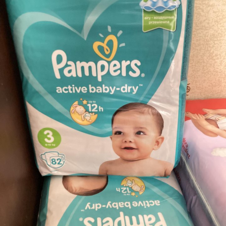 82шт подгузники Pampers Active Baby Dry 3