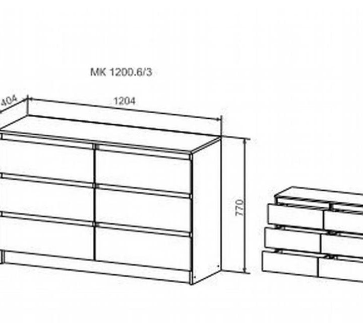 Комод Мори 1200.6/4 белый на 6 ящиков