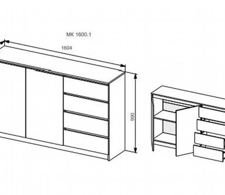 Комод-тумба Мори 1600.1/2 белый