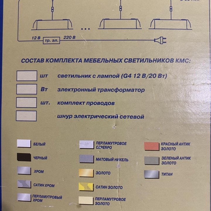 Комплект мебельных светильников