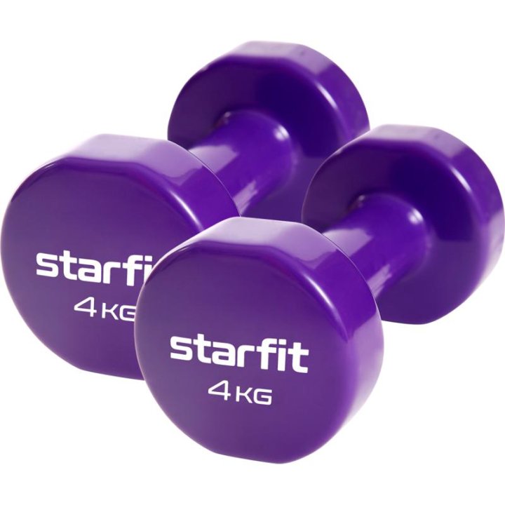 Гантель виниловая STARFIT Core DB-101 4 кг (пара)(фиолетовый)