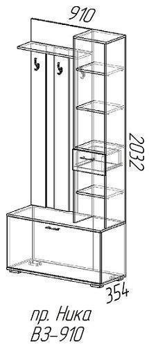 Прихожая Ника ВЗ 910, 2 цвета, 910*2032*354.