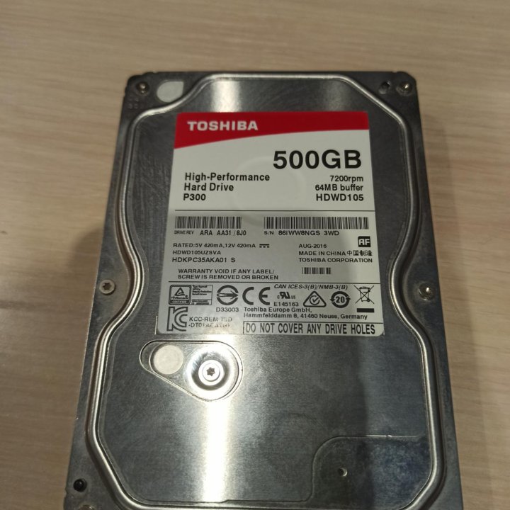 Жёсткий hdd: Toshiba 500 GB