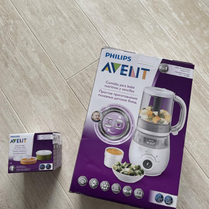 Блендер пароварка avent + контейнеры