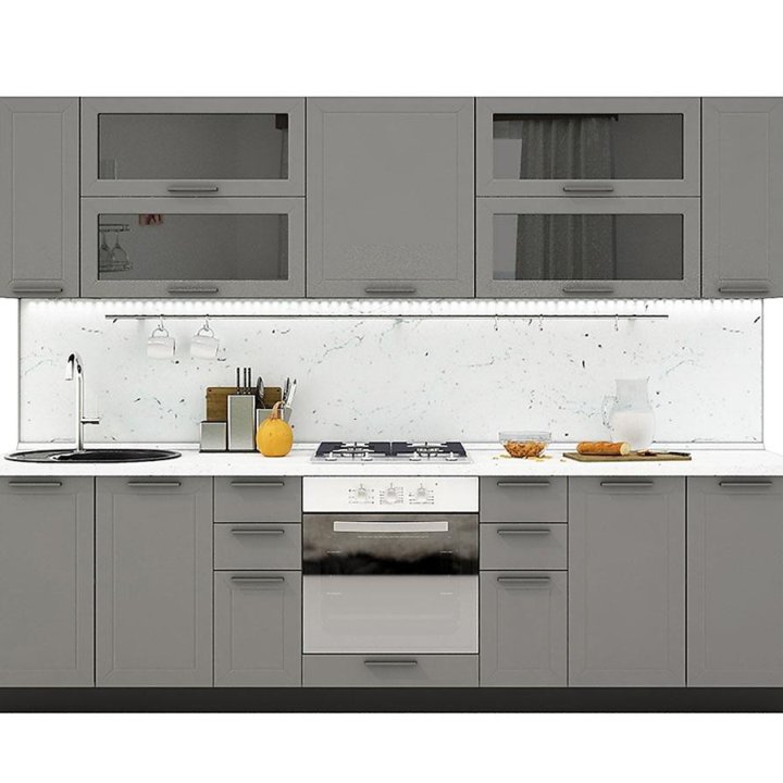 Модульная кухня Глетчер — длина 2,8 м, 3 цвета фас