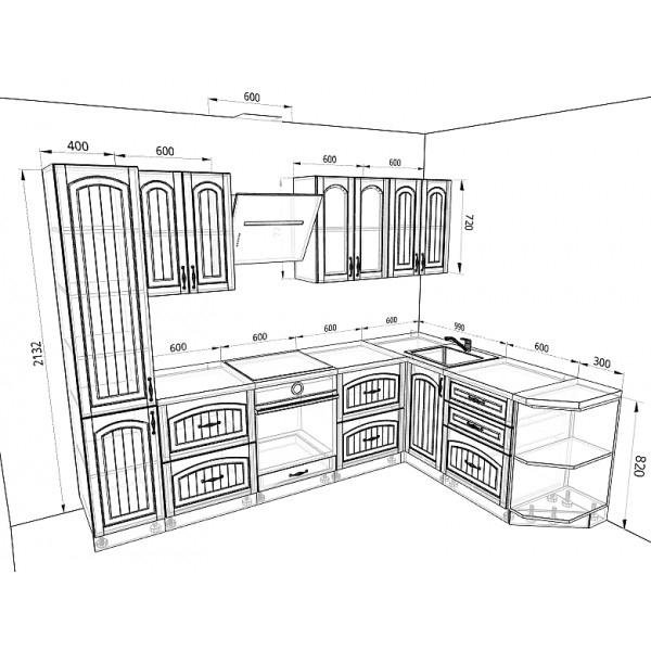 Модульная кухня Верона — длина 2,8 м, ширина 1,9 м