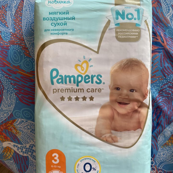 Подгузники pampers premium care 3