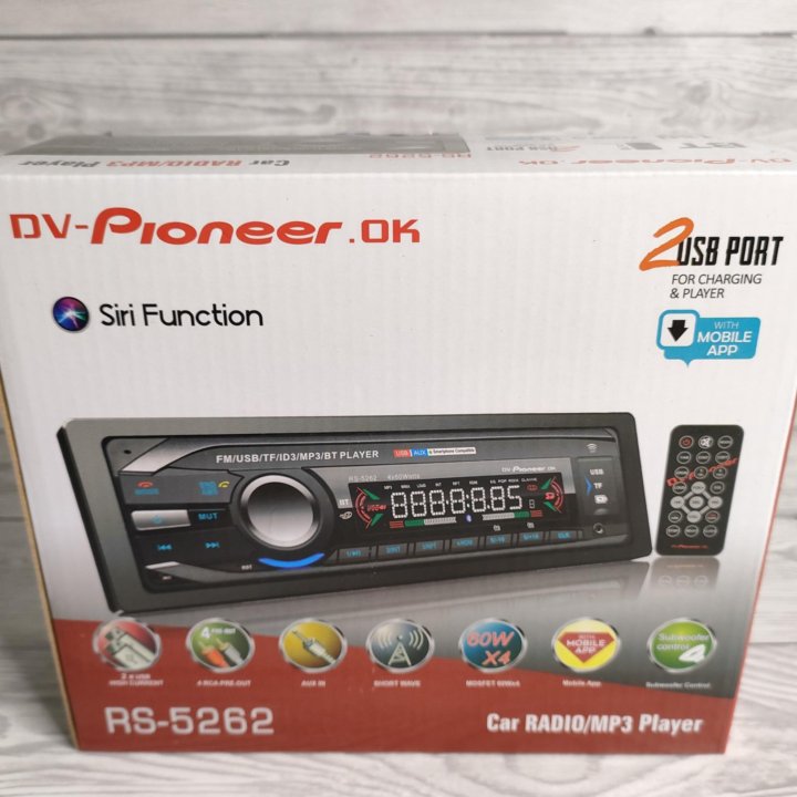 Автомагнитола Pioneer с Bluetooth 60w