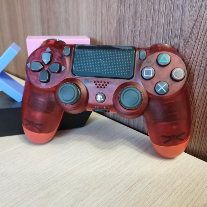 Джойстик PS4 красный прозрачный (новый)