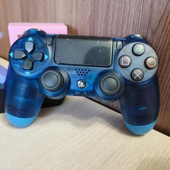 Джойстик PS4 синий прозрачный (новый)