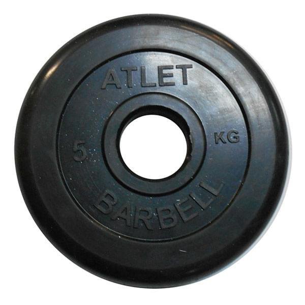 Диск обрезиненный черный Atlet Barbell d-51 мм 5 кг