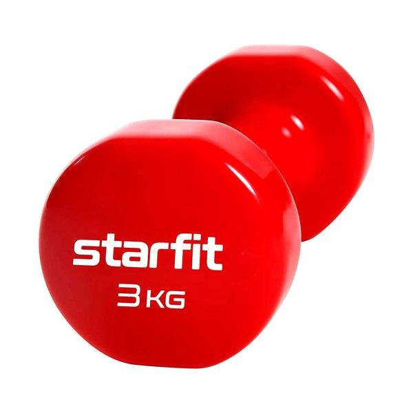 Гантель виниловая (2 шт) StarFit Core DB-101 3 кг, красный