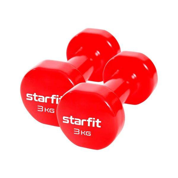 Гантель виниловая (2 шт) StarFit Core DB-101 3 кг, красный