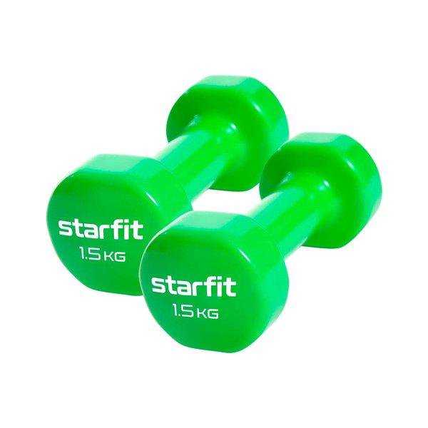 Гантель виниловая (2 шт) StarFit Core DB-101 1,5 кг, зеленый