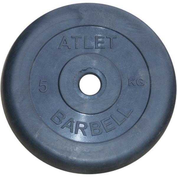 Диск обрезиненный черный Atlet Barbell d-31 5 кг