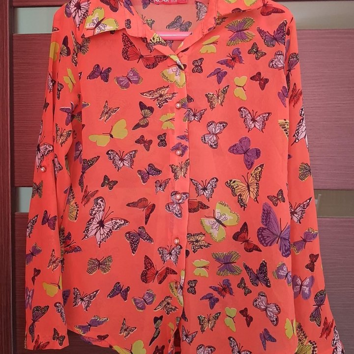 Рубашка для девочек с бабочками (10-12 лет)