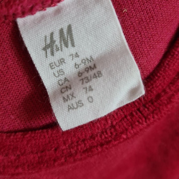 Платье бархатное H&M р.74