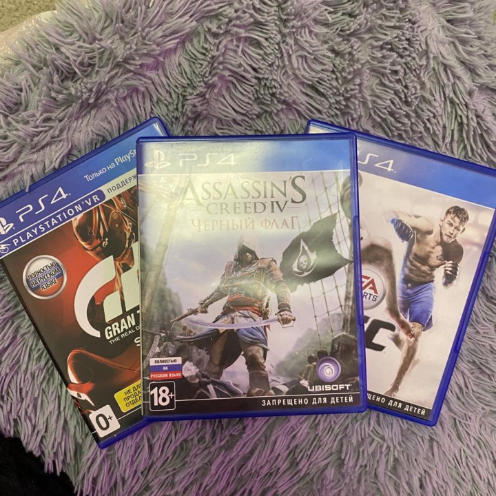 Игры ps4. assassins creed 4, grand turismo, ufc