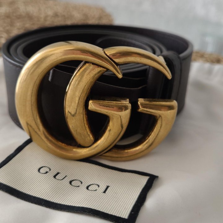 Ремень Gucci GG темно коричневый 100 оригинал