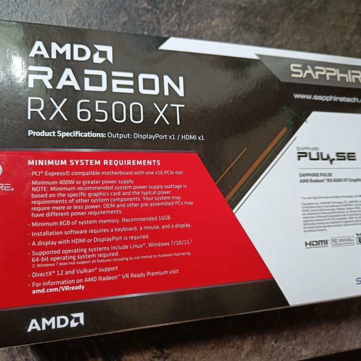 Видеокарта sapphire Radeon RX 6500 XT pulse 4Gb