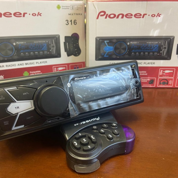 Магнитола 1DIN блютуз пульт Pioneer 316