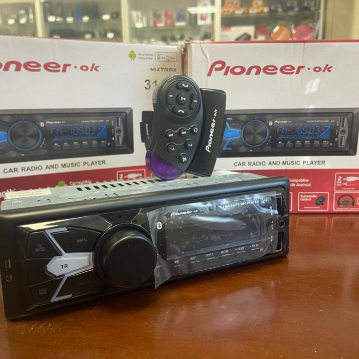 Магнитола 1DIN блютуз пульт Pioneer 316