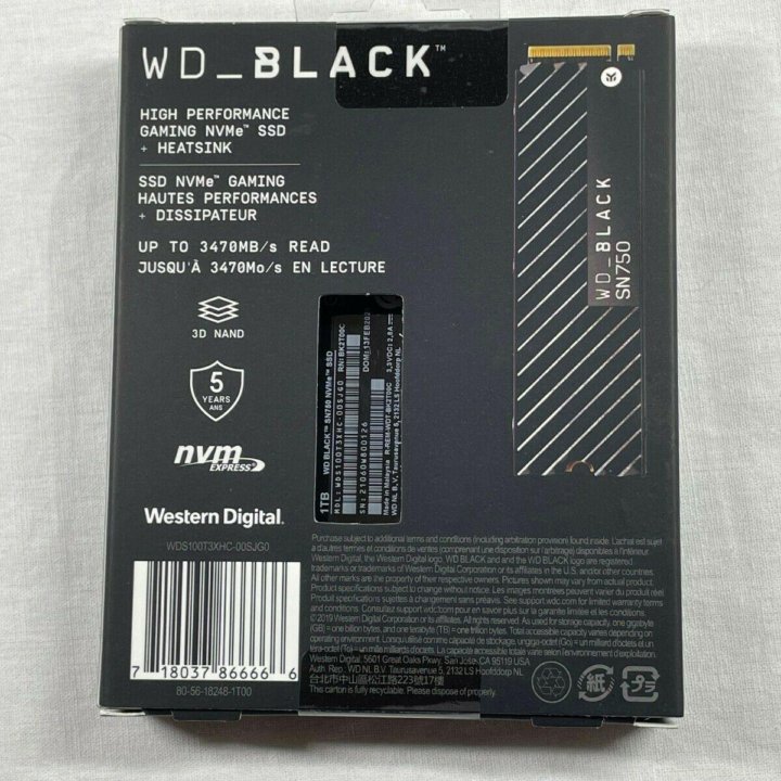 Новый SSD на 1TB WD Black SN750 M2 Nvme 1тб ссд