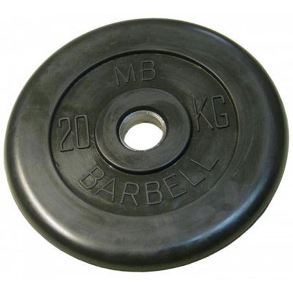 Диск обрезиненный черный MB Barbell d-51mm 20кг (M