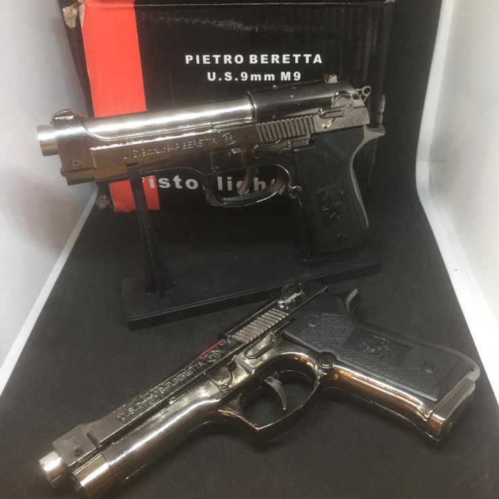 Зажигалка пистолет Beretta M9 размер меньше аналог