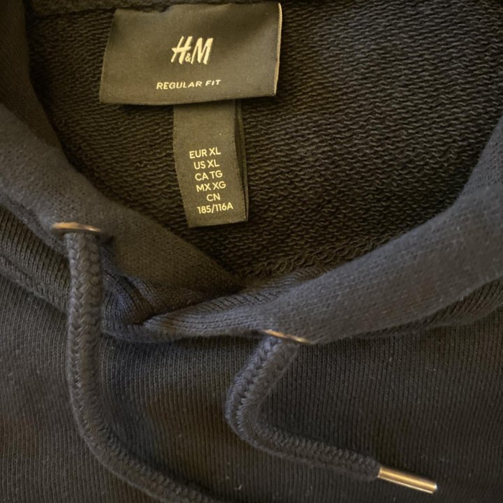 Новая чёрная толстовка H&M с капюшоном размер XL