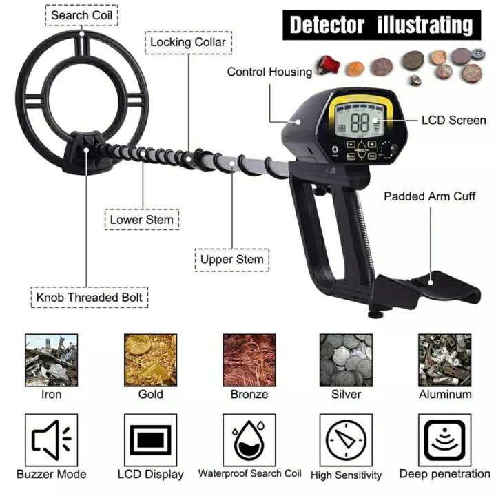 Md4060 новый металлоискатель с дисплеем