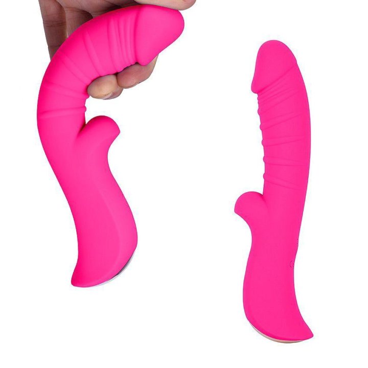 Ярко-розовый вибромассажер 5 Silicone Wild Passio