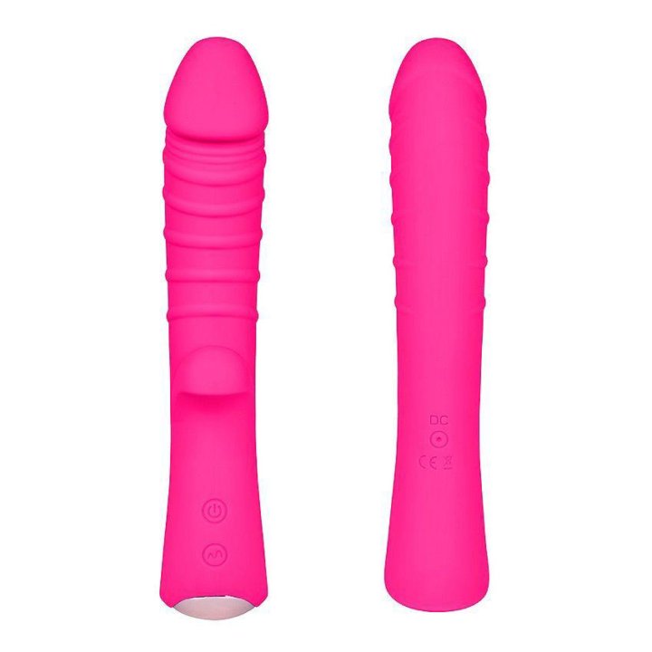 Ярко-розовый вибромассажер 5 Silicone Wild Passio