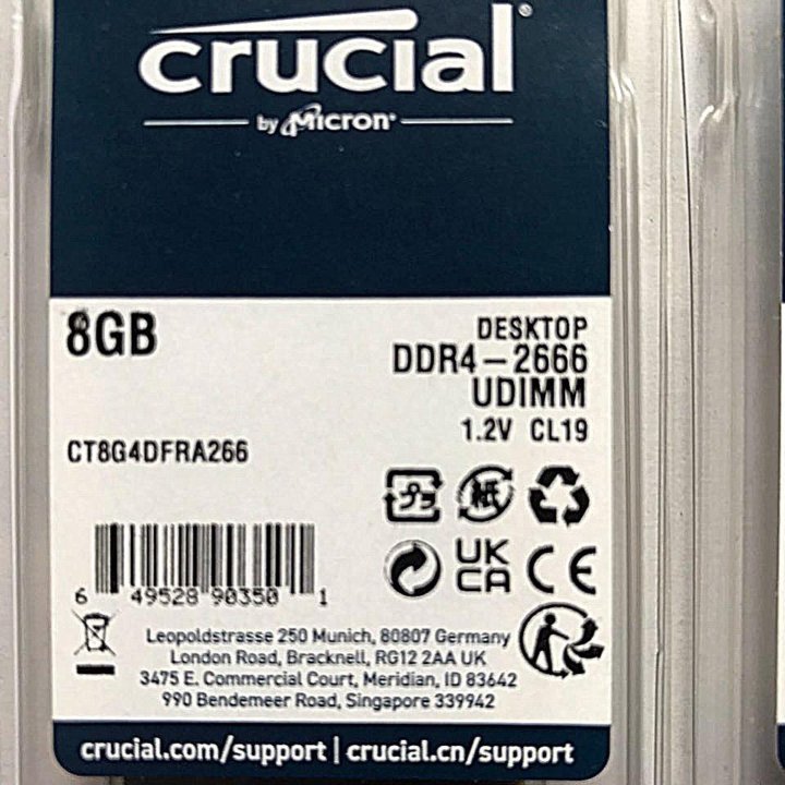 Оперативная память DDR4 Crucial 8 Гб 2666 мгц