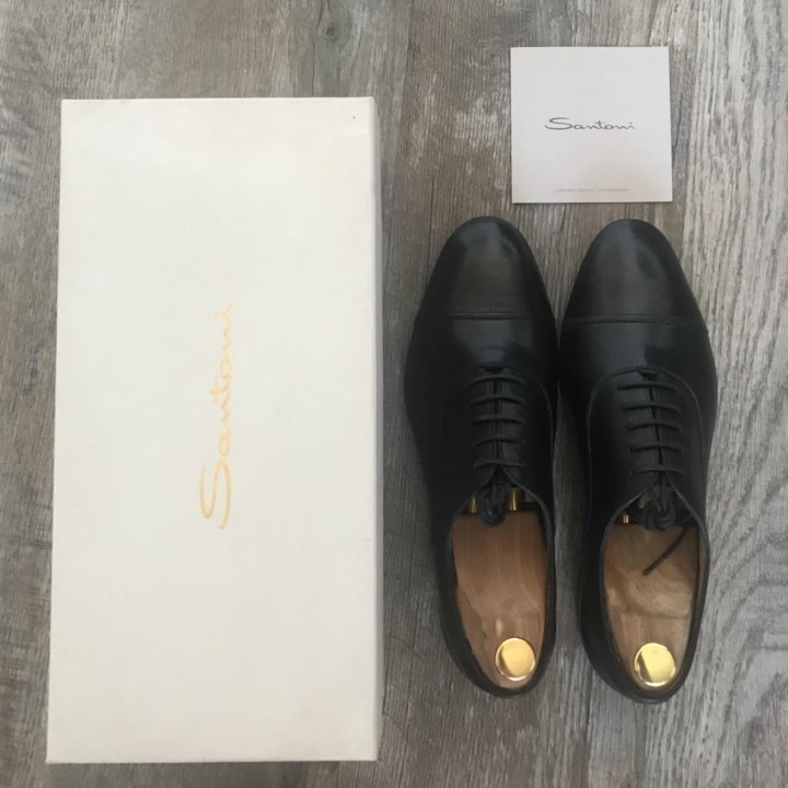 Новые туфли-макасины Santoni (черные) 