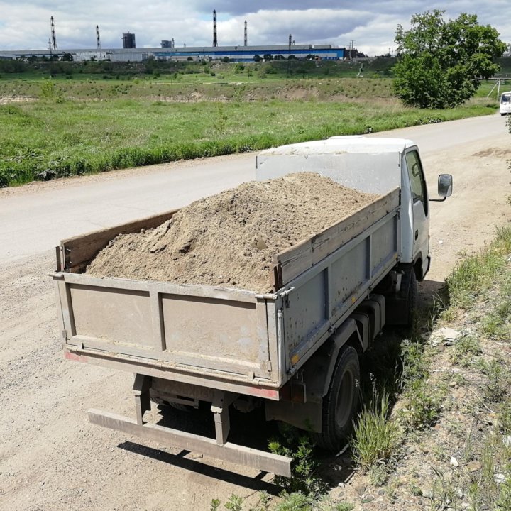 Песок, щебень, ПЩС, гравий, ПГС, скальник доставка