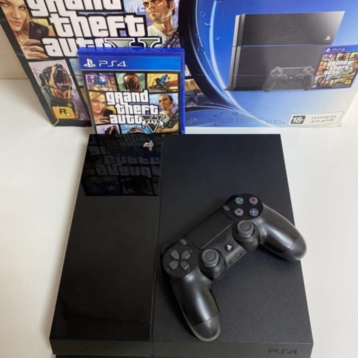 PS4 fat 500gb + gta 5, 8 месяцев гарантии