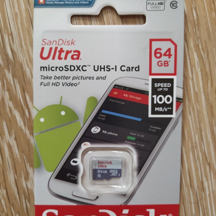 Карта памяти MicroSD 64 Гб SanDisk новая