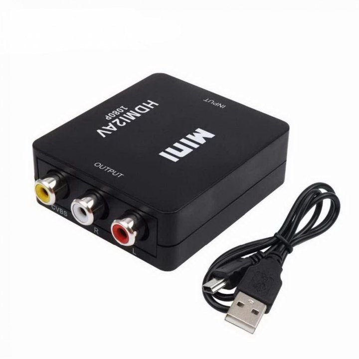 Переходник c HDMI на тюльпан (AV, RCA), черный