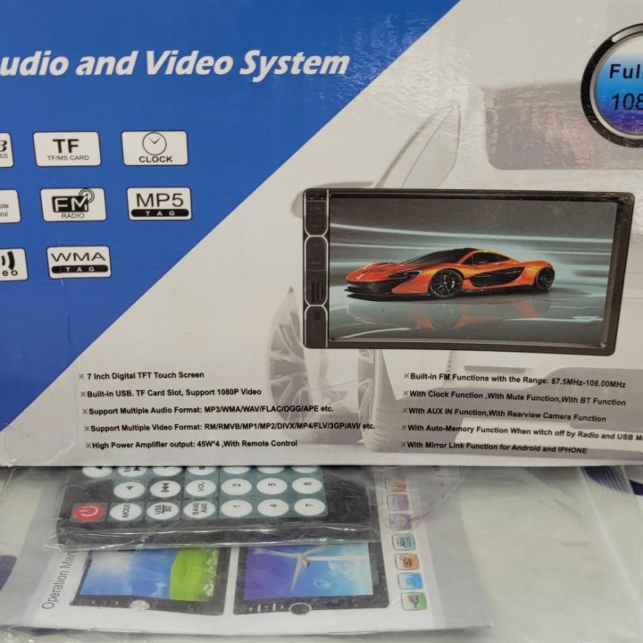 Магнитола 178×100 2din Bluetooth/usb/aux/sd/fm7018