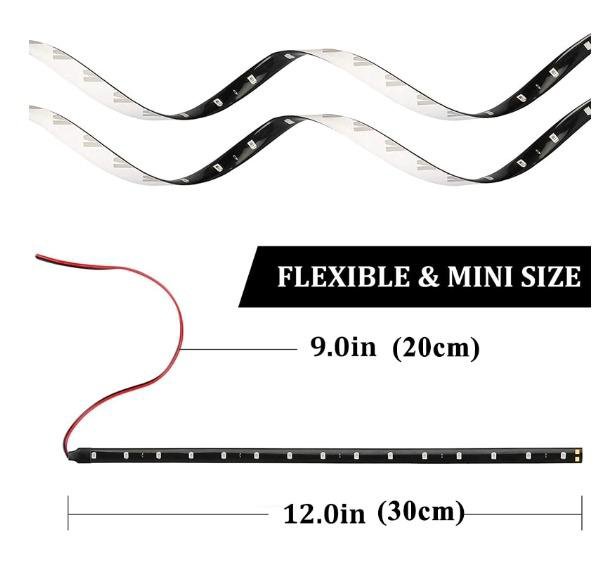 2 шт. по 30 см светодиодные полосы для декора авто